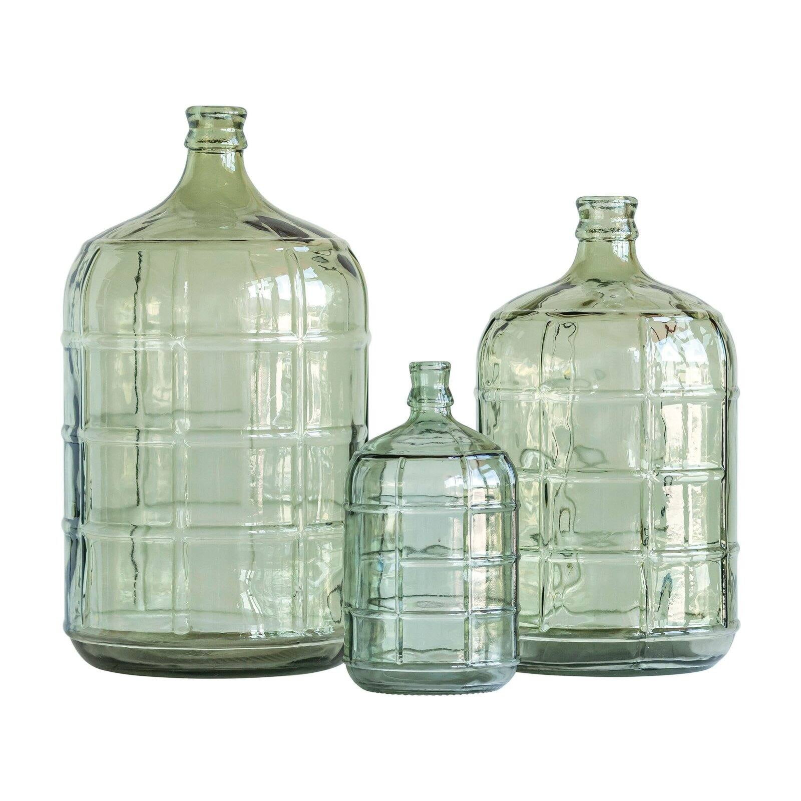 Two Large Green Decorative Glass Bottles, Option 1 or 2 And/or Two Large  Clear Glass Decorative Bottles With 100% Woven Wicker 