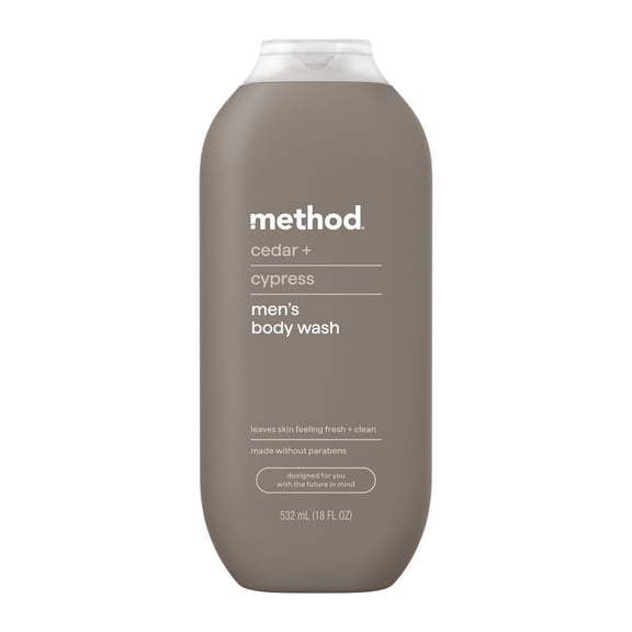 method men's Body Wash, Cedar   Cypress - Moisturizes & Cleanses, Made without Parabens or Phthalates, Cruelty-Free, 18 fl oz