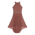 thumbnail image 4 of iiniim Women's Lyrical Dance Dress Halter Sleeveless Mesh Tulle High Low Skirt Leotard Modern Contemporary Dancewear Dusty Pink XXL, 4 of 7