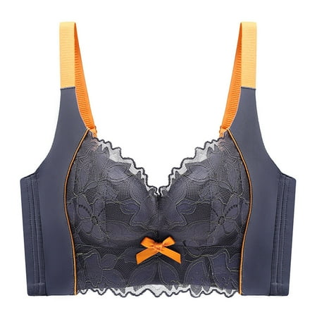 Gnurob Saving Women s Lace Minimizer Bra Plus Size Wirefree Wireless Bralettes Hide Back Fat Bralette No Underwire Underwear Thin Bras Deals 01-Gray 40/90C