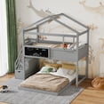 thumbnail image 2 of Euroco Twin over Full House Bunk Bed with Storage Staircase and Writting Blackboard for Kids Teens Bedroom, Moverable Lower Bed, Gray, 2 of 20