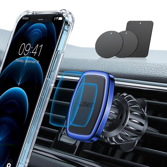 Soporte para teléfono LISEN para coche, ultramagnético, 6 imanes fuertes, color azul