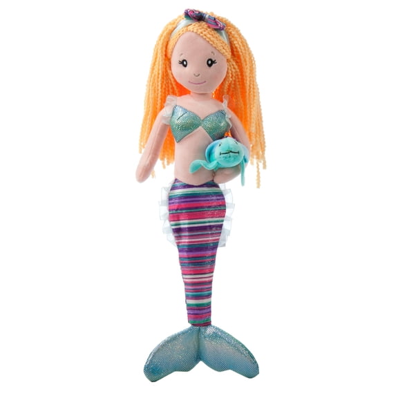 The Petting Zoo Mermaid Doll with Sea Turtle Stuffed Animal- Great Gifts for Girls, Mermaid Plush Doll with Turtle Plush Toy, 17 inch (Blonde)