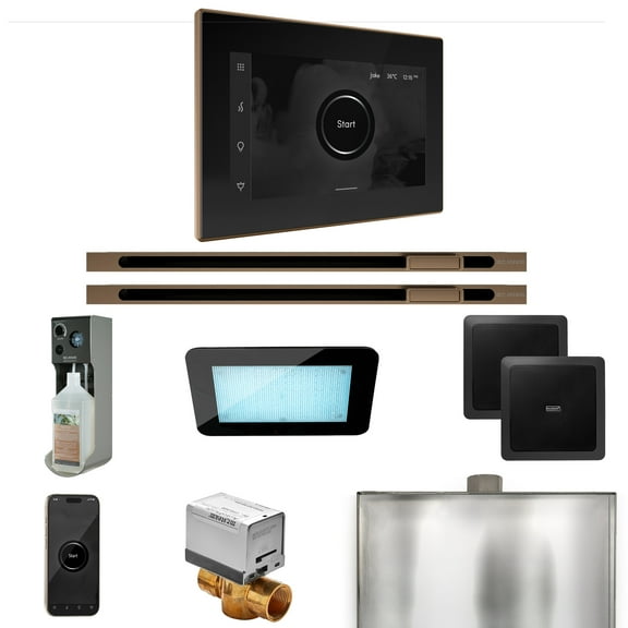Mr Steam XDream Max Steam Shower Pkg w/iSteamX Control and Linear Steamhead in Black Nouveau Bronze