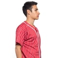 thumbnail image 4 of Men's Hipster Hip Hop Button Down Pin Striped Baseball Jersey Short Sleeve Shirt BJ44 - Red - 5X-Large, 4 of 5