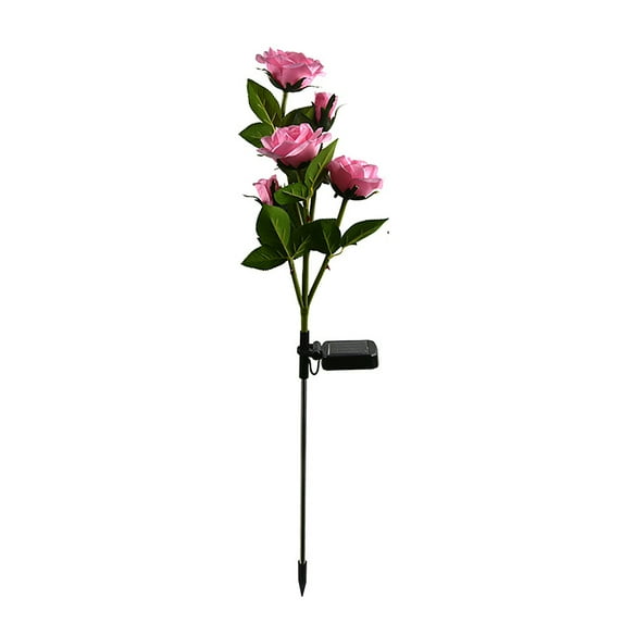 Douhoow 1 Piece Solar Light Solar Powered Rose Light Flower Stake Garden Yard Decoration