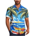 thumbnail image 2 of LEKWK Hawaiian Shirts for Men Beach Button Down Casual Shirts Short Sleeve Collared Lightweight Print Tops Loose Fit Beach Resort Vacation Wear Blue L, 2 of 6