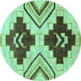 thumbnail image 1 of Ahgly Company Machine Washable Indoor Round Southwestern Turquoise Blue Country Area Rugs, 5' Round, 1 of 4