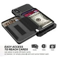 thumbnail image 5 of iPhone XR Wallet Case, Dteck iPhone XR Case with Credit Card Holder Slot Leather Wallet Shockproof Protective Zipper Pocket Purse Case For Apple iPhone XR 6.1 inch, Black, 5 of 9