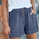 thumbnail image 2 of Pantalones cortos casuales de verano cómodos para mujer, cintura alta elástica, botón frontal, pantalones cortos de pierna ancha con bolsillos laterales, 2 of 6