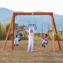 Dolphin Playground Wooden Swing Set – Backyard Fun for Ages 3-12