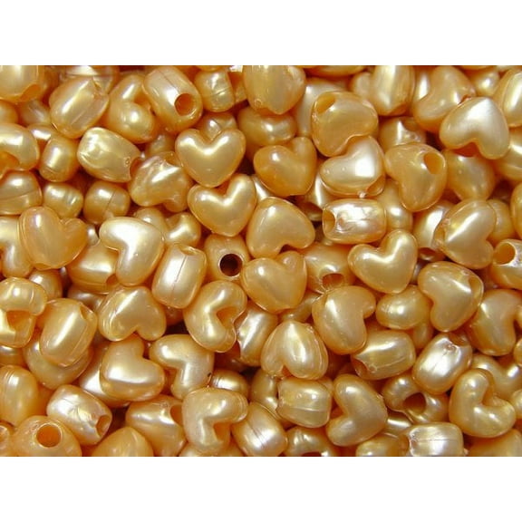 JOLLY STORE Crafts Gold Pearl Heart Shaped Pony Beads, Made in USA