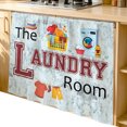 thumbnail image 2 of Laundry Room Cabinet Curtain 35"Wx35"L, Dustproof Under Sink Skirt with Self Adhesive Tape, Blue Cartoon Washing Machine Clothes Cabinet Curtain Cover for Kitchen Sink, Bathroom Vanity, Laundry Room, 2 of 9