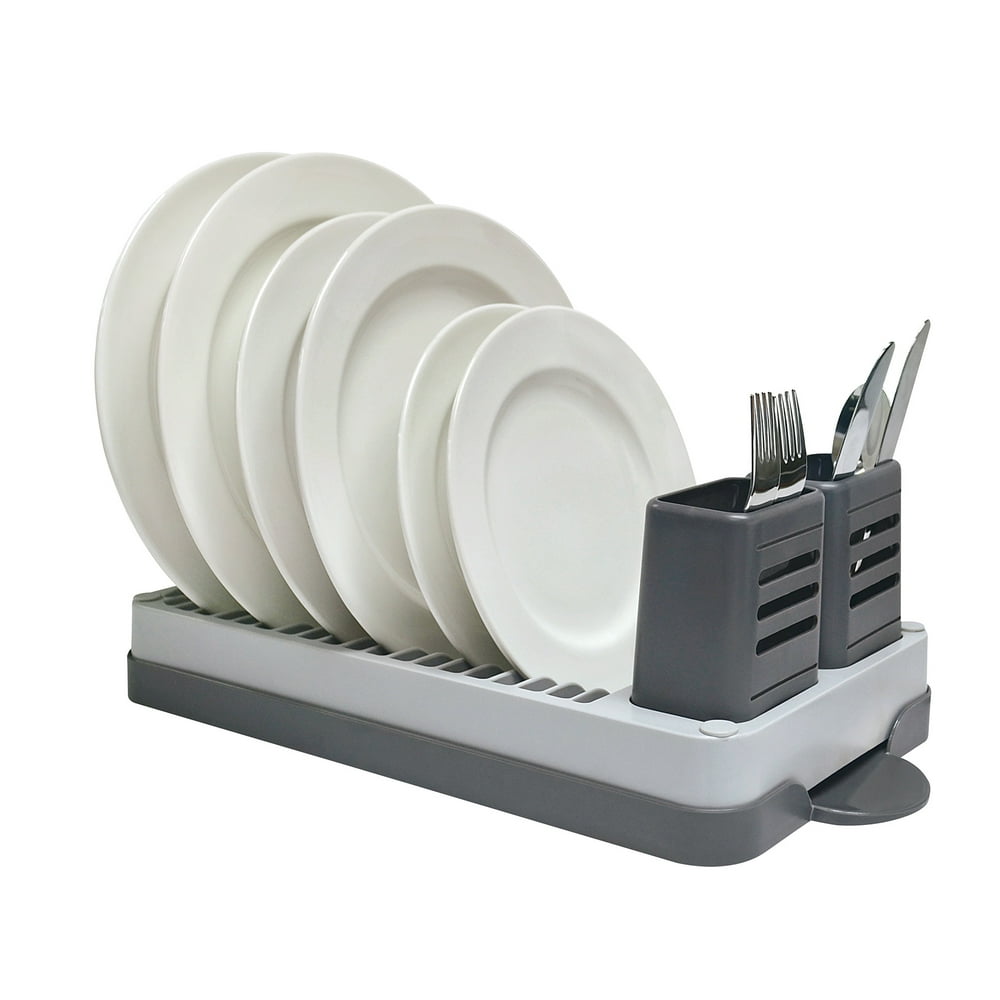 Real Home Deluxe Compact Dish Rack Set Gray