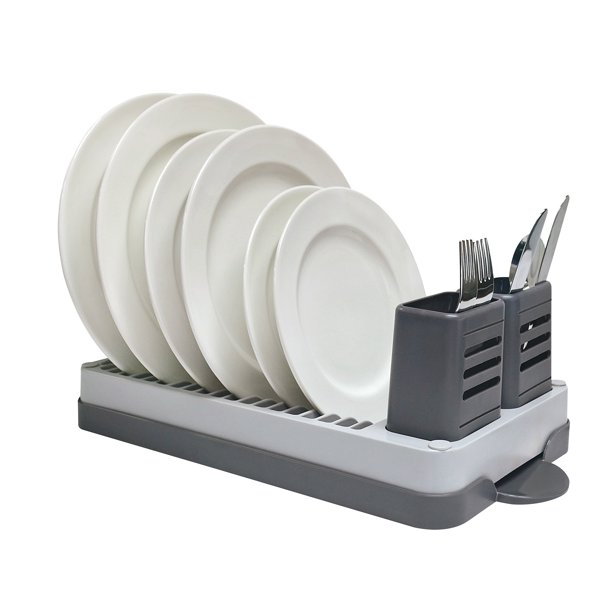 Real Home Deluxe Compact Dish Rack Set Gray