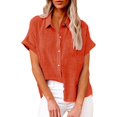 thumbnail image 2 of Mashaouyo Clearance T Shirts For Women Women's Casual Loose Summer Short Sleeve Solid Color Button Down Shirt T Shirt, 2 of 5