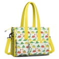thumbnail image 2 of Teacher Tote Bag,Colorful Dinosaur Repeat Pattern Teacher Utility Tote Bag,Large Work Tote Bags for Women with Multiple Pockets,Top Zipper Closure,13.8x10.6x6.7 Inch, 2 of 5