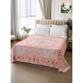 thumbnail image 2 of Pink Boho King Size Flat Sheet, Wrinkleproof & Fadeproof Cooling Flat Bed Sheet Only, Vintage Abstract Tribal Decorative Oriental Breathable Soft Bedding Top Sheets 105 x 98 Inches, 2 of 8