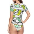 thumbnail image 4 of Easygdp Funny Dinosaurs on Stripes Women's One-Piece Swimsuit Slim Fit Crew Neck Bodysuit Athletic Swimwear with Concealed Buckle - Large, 4 of 9
