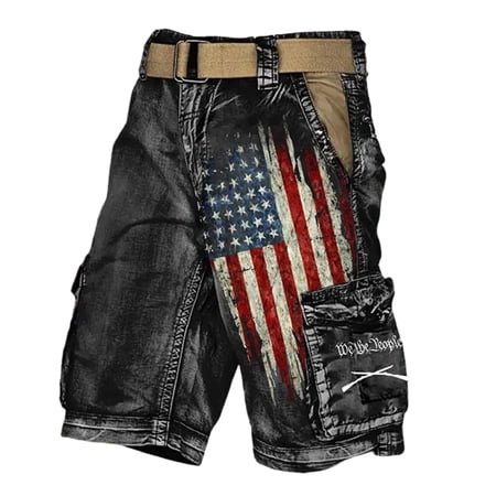 MDUKONU Cargo Shorts for Boys 250 Anniversary Shorts 4th of July Patriotic Multi Pockets Casual Cargo Shorts Size: 5-6 Years Navy