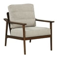 thumbnail image 1 of Gymax Modern Accent Chair Upholstered Leisure Armchair w/ Rubber Wood Armrests & Legs Grey & Dark Brown, 1 of 9