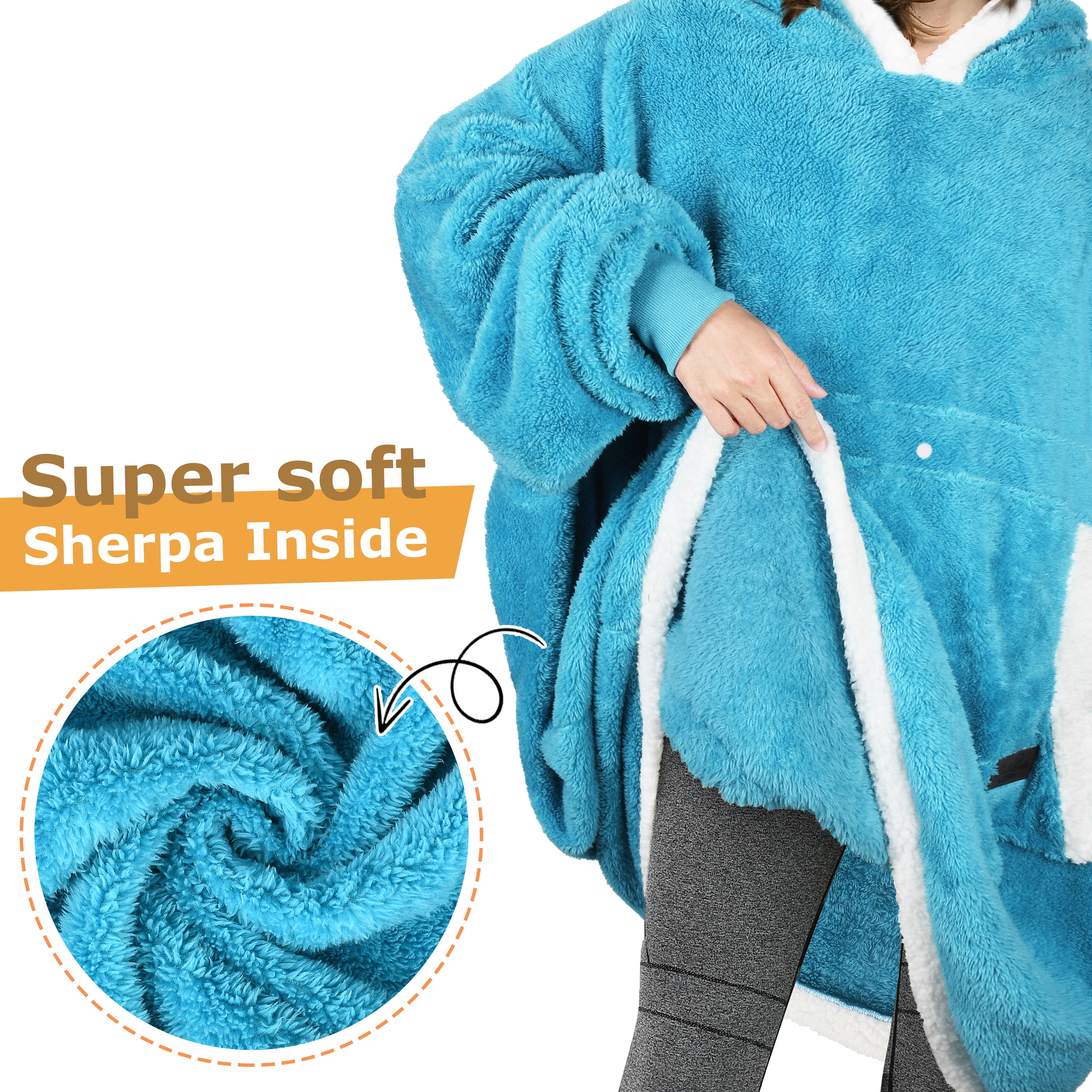 Catalonia Oversized Hoodie Blanket Sweatshirt,  Wearable Sherpa Fleece Giant Pullover for Adults Men Women Teenagers Wife Girlfriend Gift