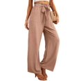 thumbnail image 2 of Women'S Wide Leg Pants with Pockets High Waist Adjustable Knot Loose Casual Trousers Business Work Pants Khaki XL, 2 of 6