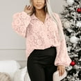 thumbnail image 6 of Timegard Button down Shirts for Women Lace Lapel Neck Long Sleeve Tops Blouse Fall Travel Loose Shirts, 6 of 8