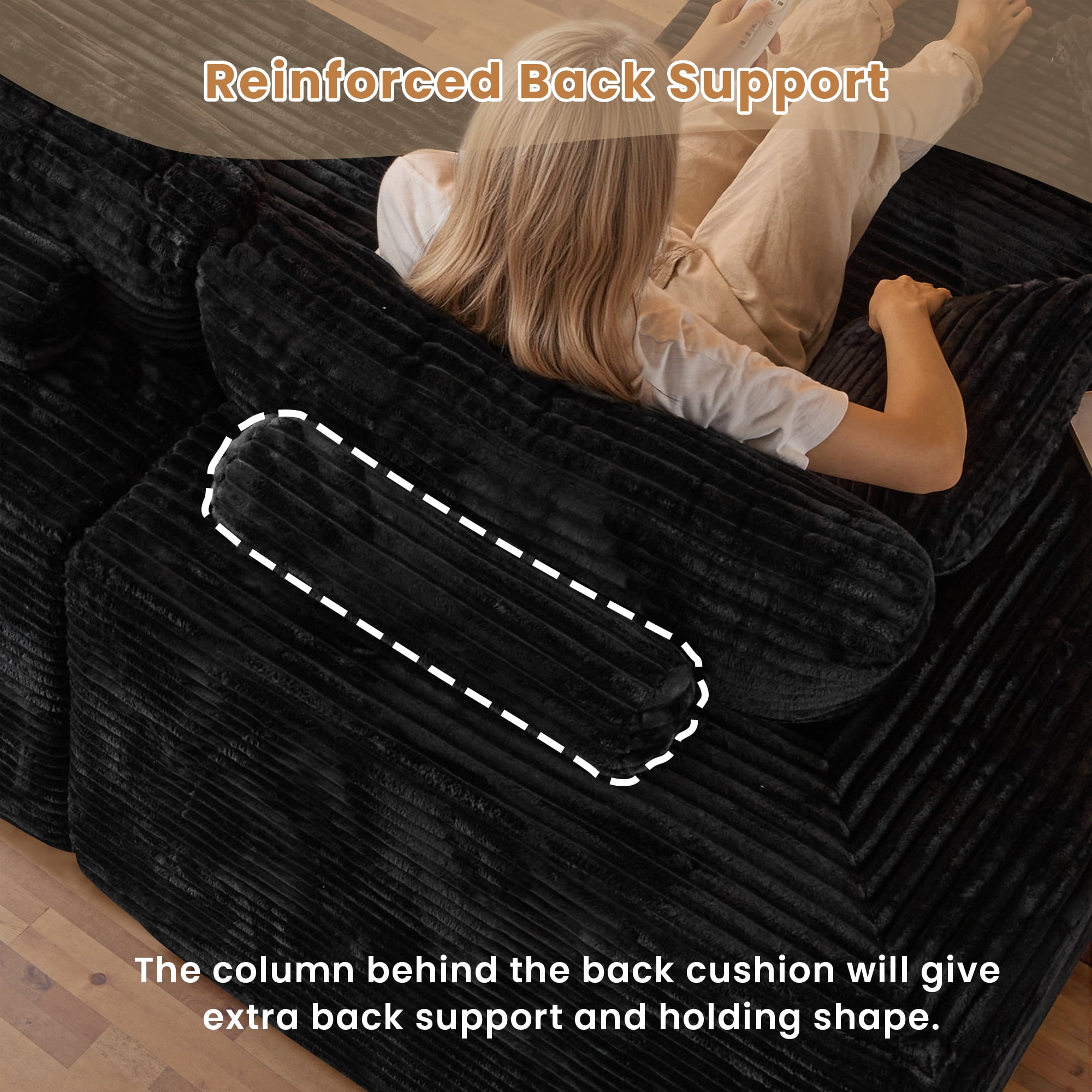 Toject 108" Modular Sectional Sofa, Modern Cloud Couch with Ottoman, No Assembly Required, U-shaped Sofa for Living Room, Black