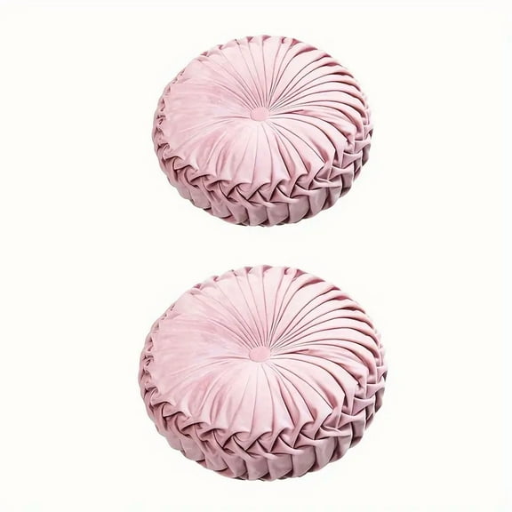 2 pieces round pumpkin Throw pillows velvet cushions pleated solid color for sofas, beds, chairs, cars, home floor decoration