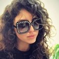 thumbnail image 3 of Square Rhinestone Sunglasses: Large Frame, Resin Lenses, PC Frame, Fashion Street Style for Summer, 3 of 4