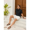 thumbnail image 4 of sogami Men's Henley Collar Short Sleeve Button Up Shirt Casual Linen Shirt, 4 of 8