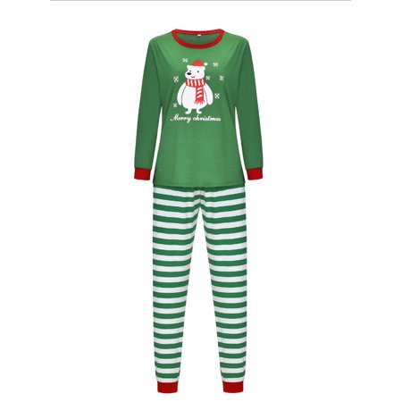 

Urobanpeeg Family Clothes Long Sleeve Top Stripe Pants Printed Pajamas Sets