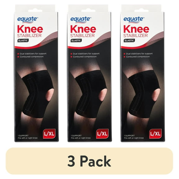(3 pack) Equate Elastic Knee Stabilizer, Black, L/XL
