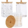 thumbnail image 1 of Functional Storage, Clear Plastic Apothecary Jars with Bamboo Lids, Easy One-Hand Opening for Bathroom Accessories, Vanity Organizer, 1 of 7