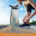 thumbnail image 6 of Butterfly Leaves Gold Sports Water Bottle Portable Travel Mug 32oz BPA Free Leak Proof Straw Transparent Tritan for Gym Yoga Cycling Camping, 6 of 7