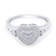 thumbnail image 2 of AFFY Round Cut White Natural Accent Diamond Split Shank Double Heart Engagement Ring In 14k White Gold Over Sterling Silver (Clarity : I2, Color : I-J, 0.01 Cttw) Ring Size-13, 2 of 6