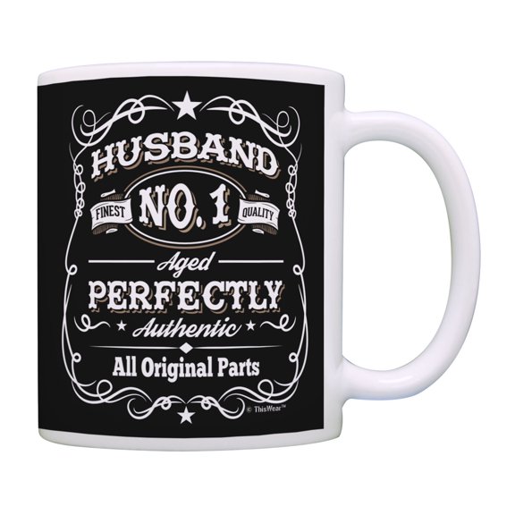 ThisWear Husband Birthday Mug Authentic Original Parts Birthday Coffee Cup B-day Coffee Mug Black