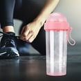 600ml Portable Two Straws Water Bottle Dual Use Drink Cup for Outdoor