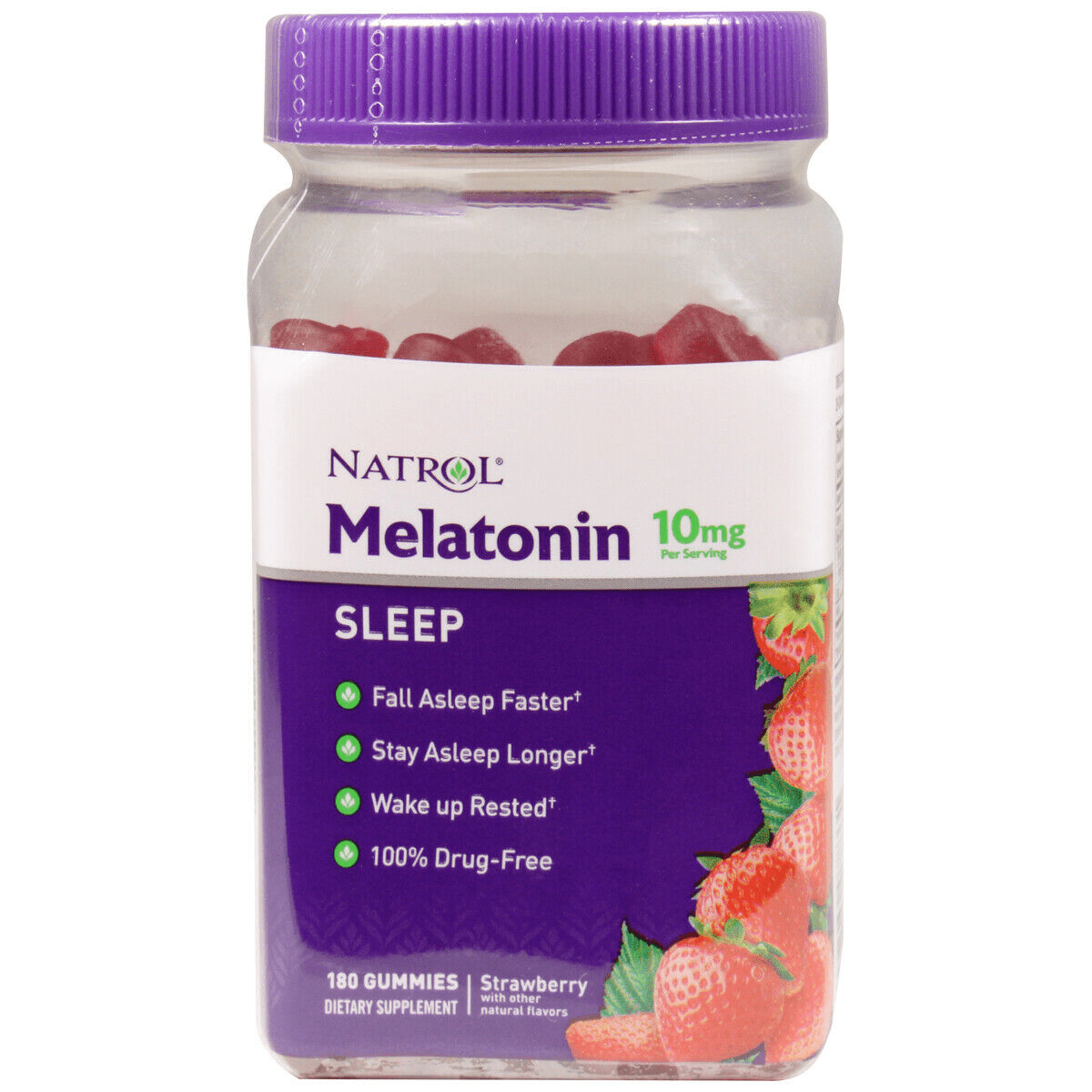 Natrol Melatonin 10Mg Gummies Dietary Supplement Sleep Aid Strawberry