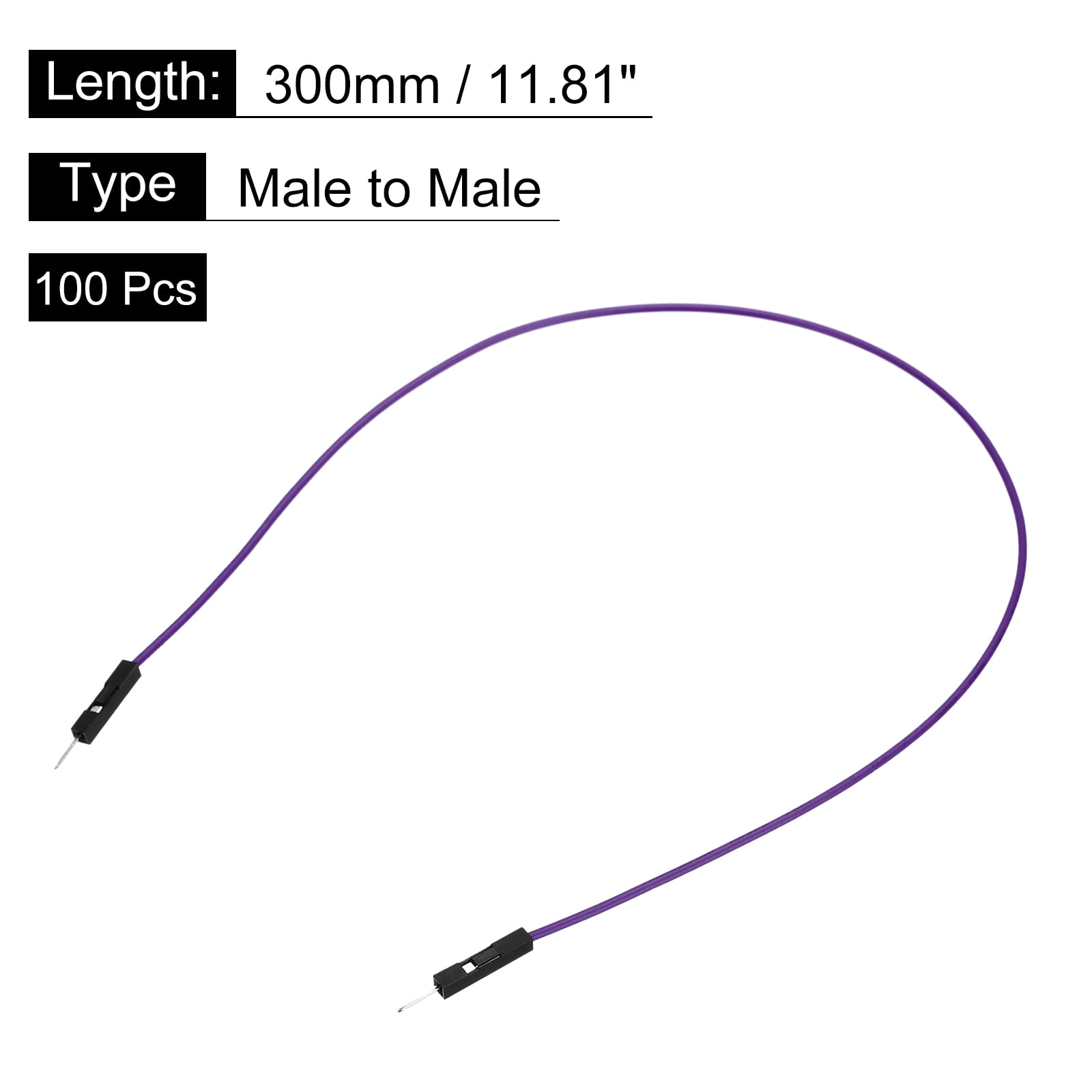 Male to Male 1Pin Breadboard Jumper Wire 2.54mm Pitch Cable 30cm 100 Pcs,Purple