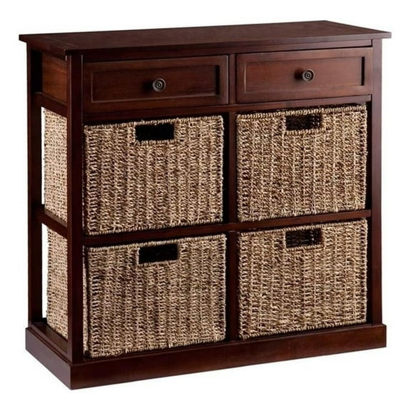 Maklaine Modern / Contemporary 4 Basket Storage Unit in Mahogany
