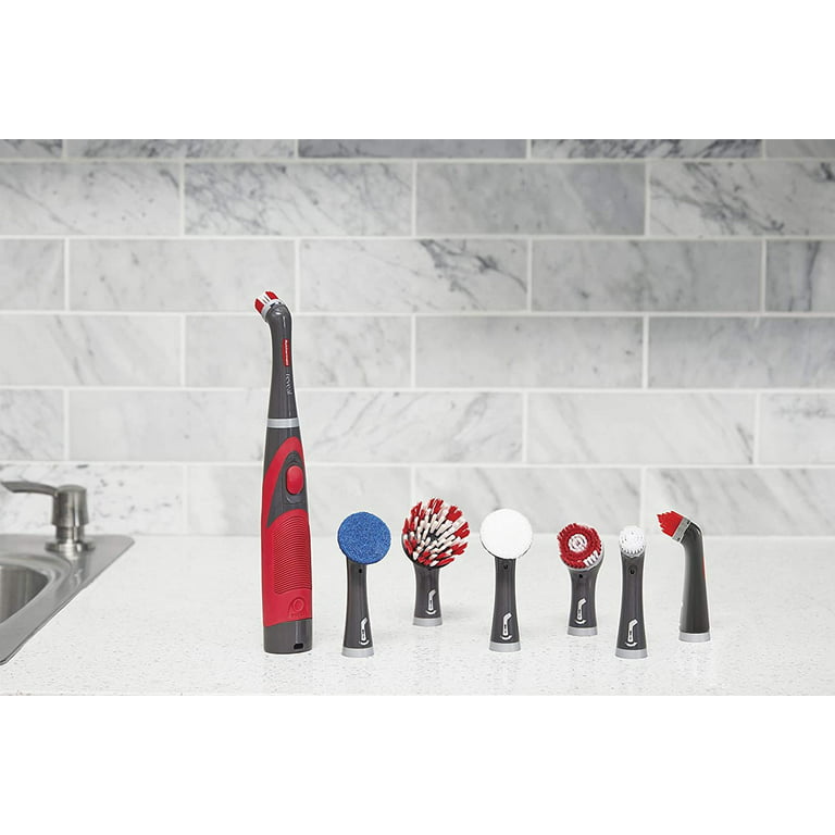 Rubbermaid 2124405 Cleaning Power Scrubber Complete Home Kit, 18 Pieces,  Red and Gray
