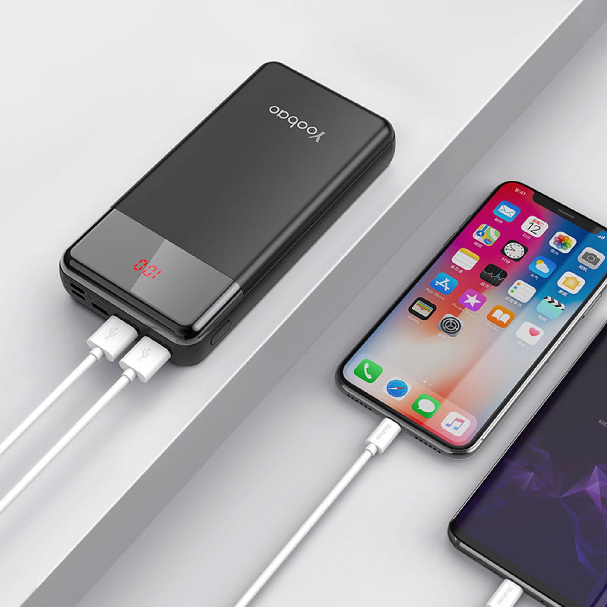 Portable Battery Backup LED Charger 20000mAh MultiProtective Compact External Power Bank, Compatible with iPhone Samasung Google OnePlus Phones & More /Black P20W