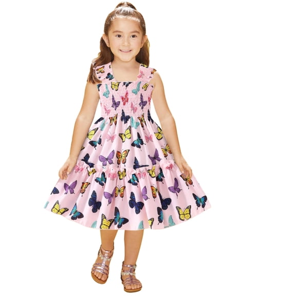 Mercatoo Toddler Girl Dress Kids Sleeveless Ruffle Tie Back Dresses for Girls Summer Casual Beach Sundress Cute Outfit