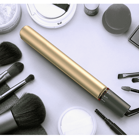 Professional Salon Styling Negative Ions 2 in 1 Twist Straightening Iron hair Curling Iron Adjustable Temperature Small Size Good for Travelers (Gold)