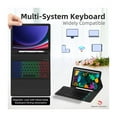 thumbnail image 2 of Étui Clavier Bluetooth avec Rétroéclairage 7 Couleurs, Détachable et Rechargeable, Support Multi-Angle, Fente pour Stylet, Conception à Refroidissement en Nid d'Abeille pour Samsung Galaxy Tab S7/S8/S9 11 Pouces & S9 FE 10.9 Pouces (2023), Noir - PU, 2 of 6