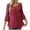 Red, variant on Timegard 3/4 Length Tops for Women Scoop Neck Ruched Ruffle Lightweight Sparkly Casual Blouse Fashion