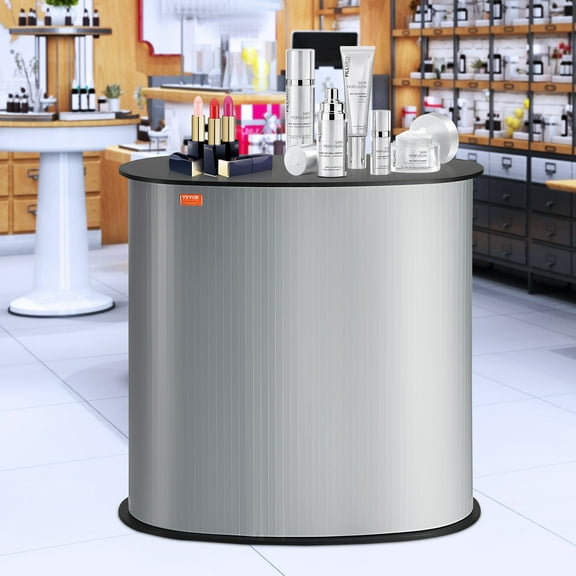 KFFKFF Trade Show Display Podium Table Counter Stand, sized at 35.43"x19.29"x37.01", is a folding structure