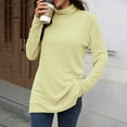 thumbnail image 6 of Qulqfy Knitting Cotton Long Sleeve Shirt for Women Yellow Dressy Casual Turtleneck Blouses Tunic Fall Shirts for Women, 6 of 7